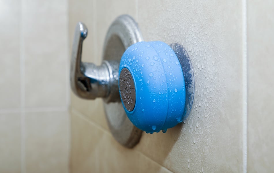 blue shower speaker