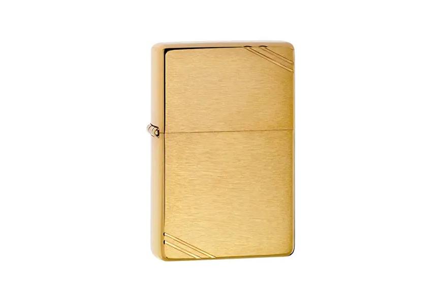 brushed brass vintage zippo lighter with slashes