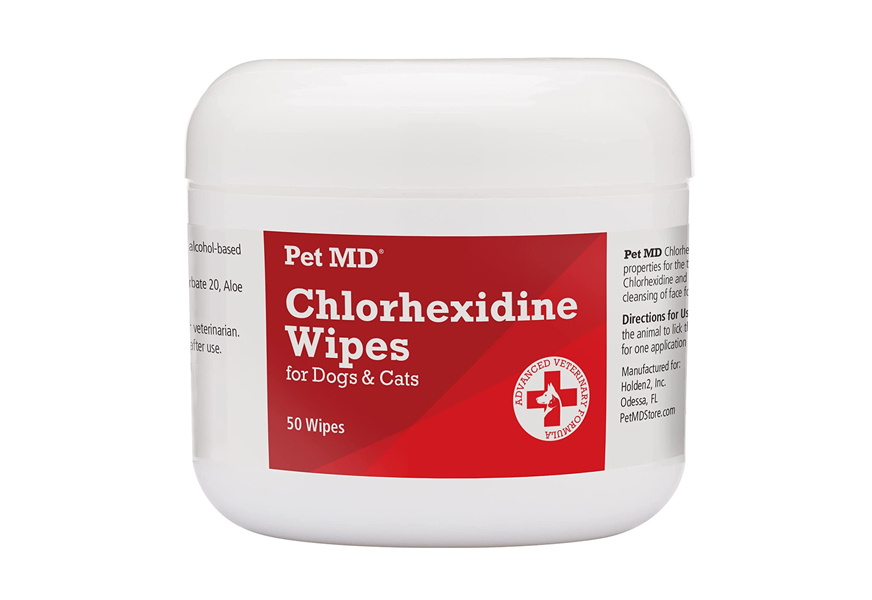 pet md chlorhexidine wipes-with-ketoconazole-and aloe forcats and dogs