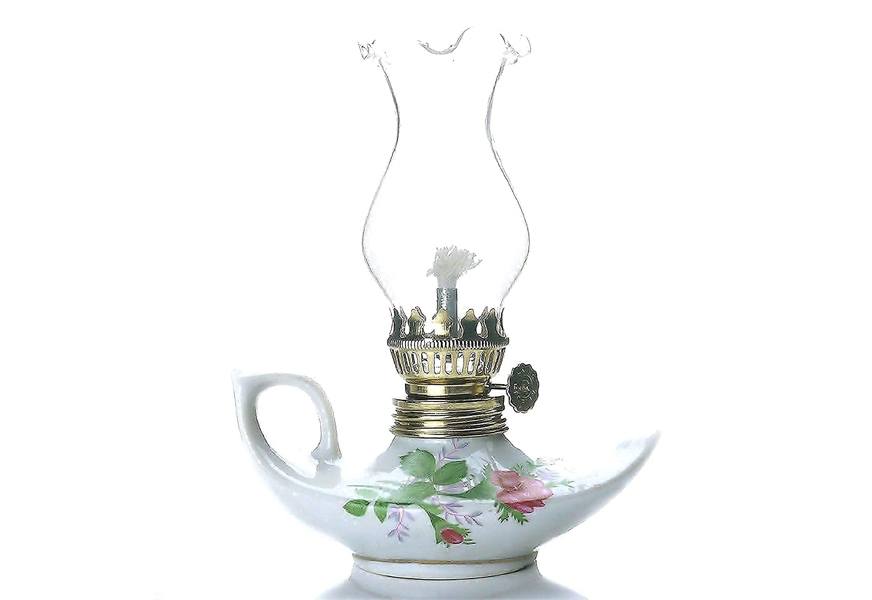 purism style porcelain & glass kerosene lamp