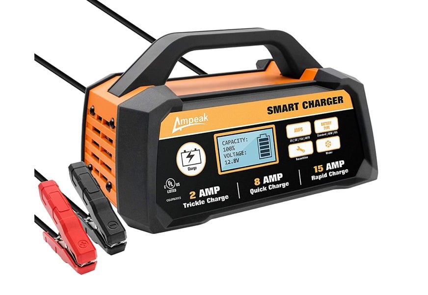 ampeak 2/8/15a 12v smart car battery charger