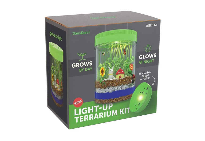 dan&darci light-up terrarium kit for kids with led light on lid