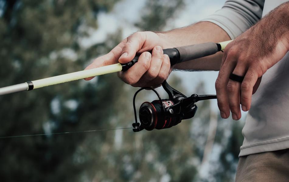 fishing reel on a fishing rod