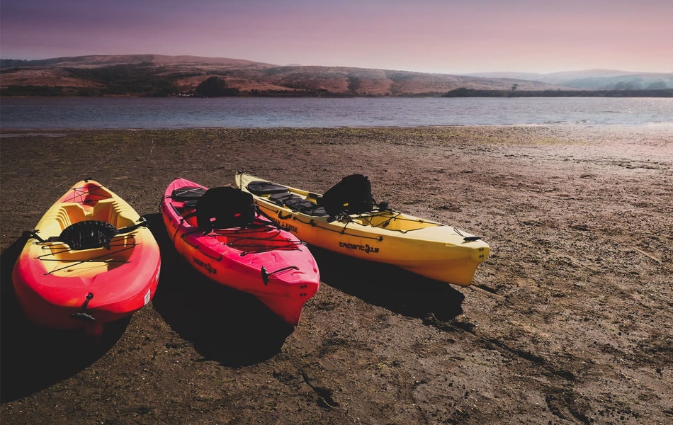 three kayaks