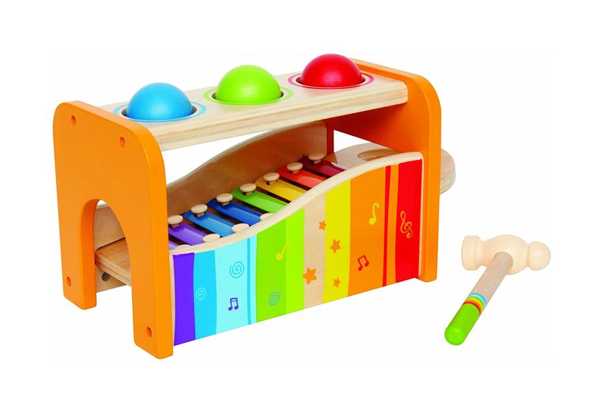 hape pound & tap bench with slide out xylophone