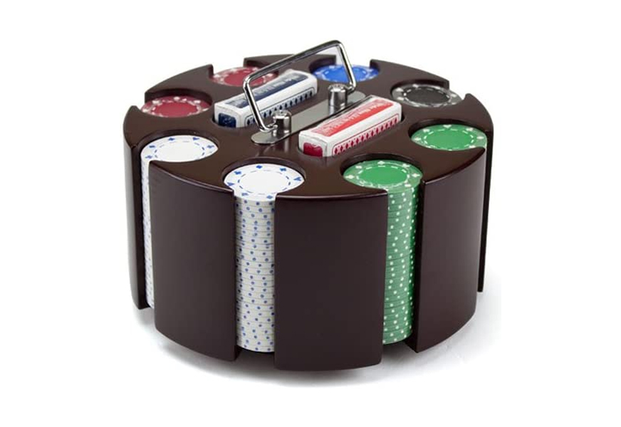 brybelly poker chip set in wooden carousel case