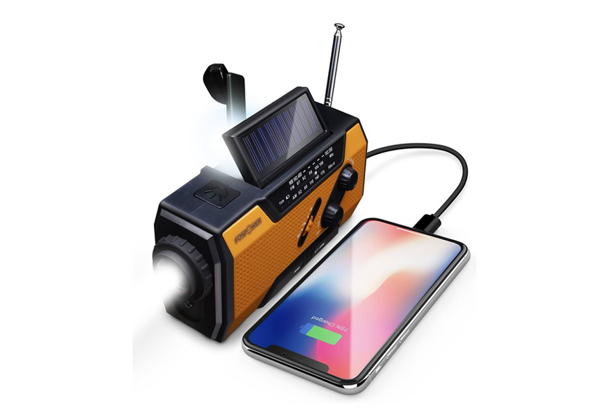 fospower emergency solar hand crank portable radio