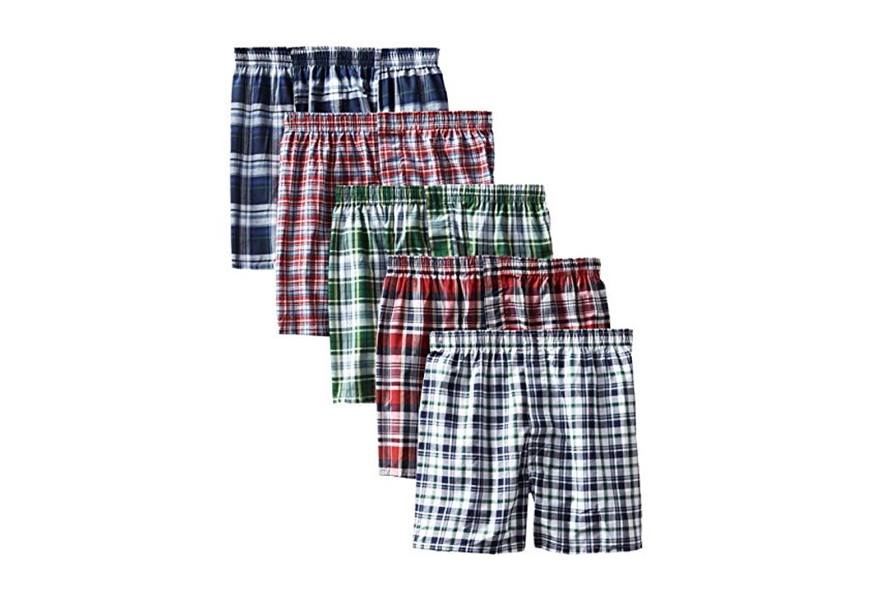 hanes men's 5-pack tartan boxers