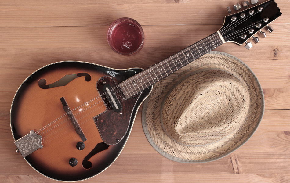 mandoline and a hat on the floor