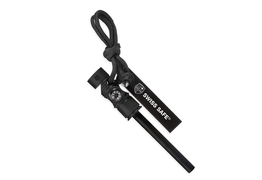 swiss safe 5-in-1 fire starter with compass