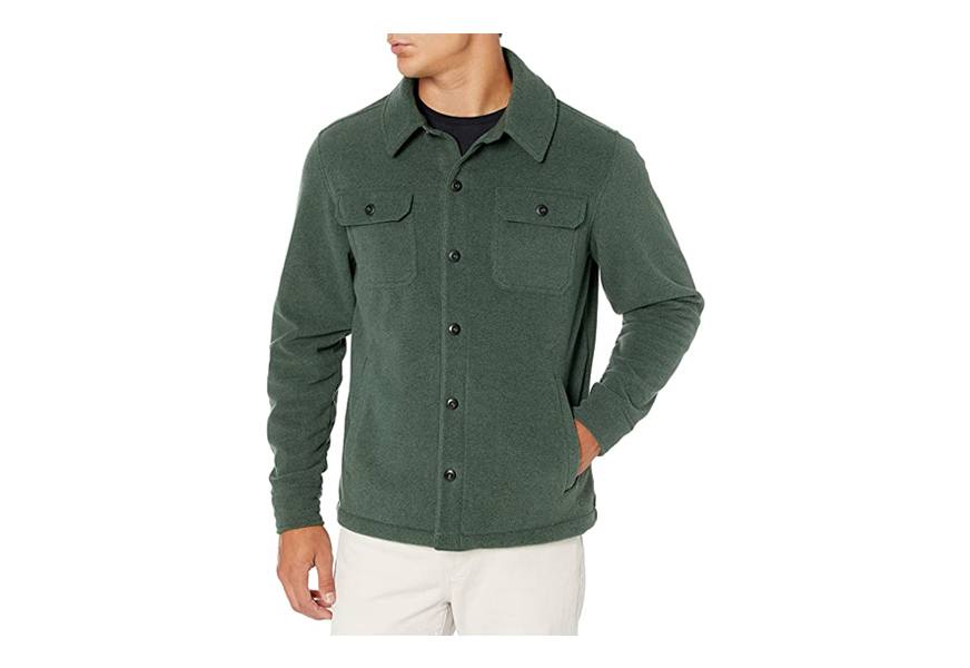 amazon essentials men's long-sleeve polar fleece shirt jacket