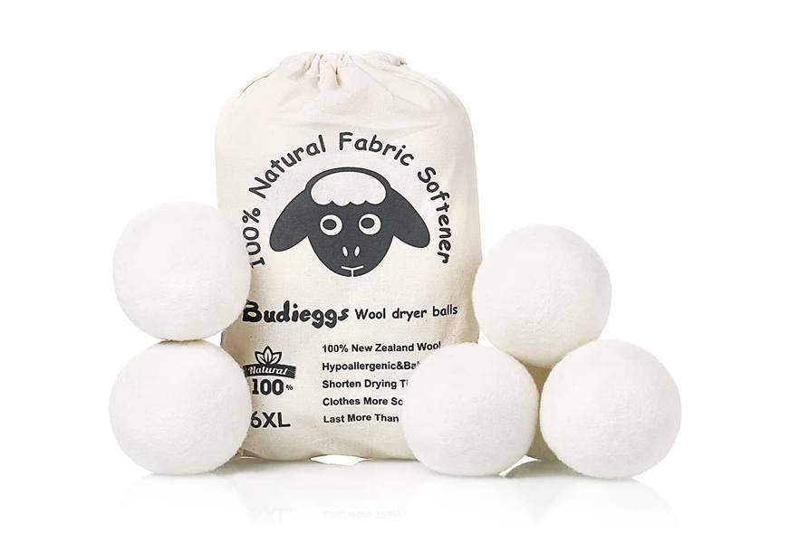 budieggs 6-pack organic wool dryer balls
