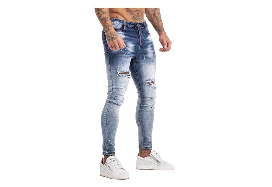 gingtto skinny distressed jeans for men
