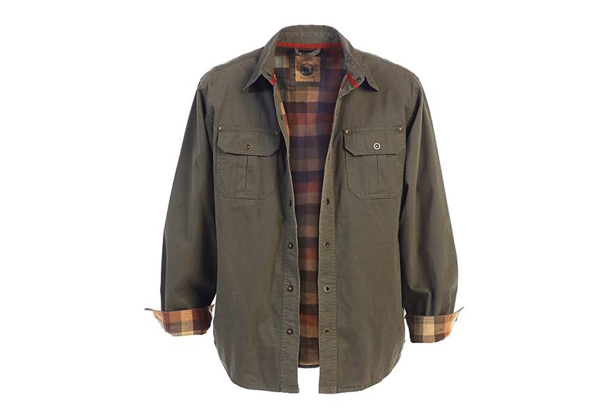 gioberti soft twill shirt jacket with flannel lining
