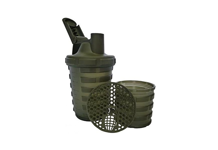grenade shaker with protein compartment