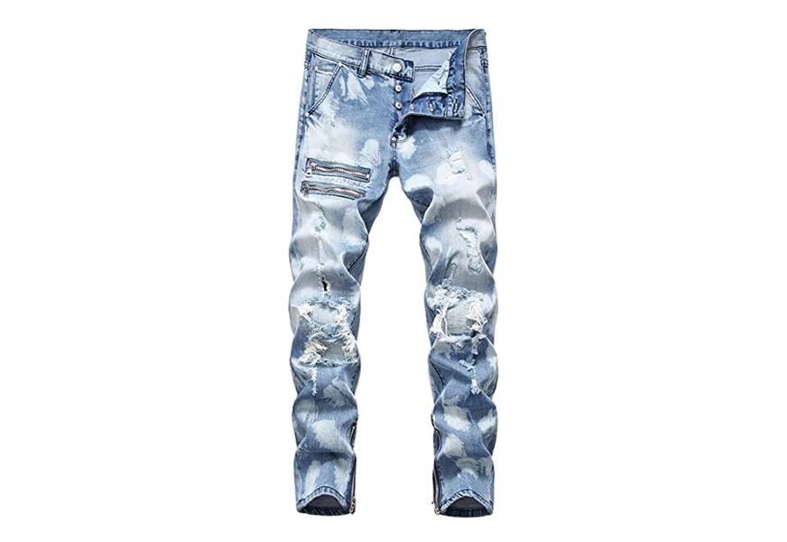 hengao straight fit distressed jeans for men