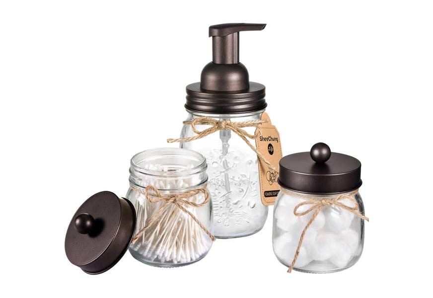 sheechung mason jar bathroom accessories set