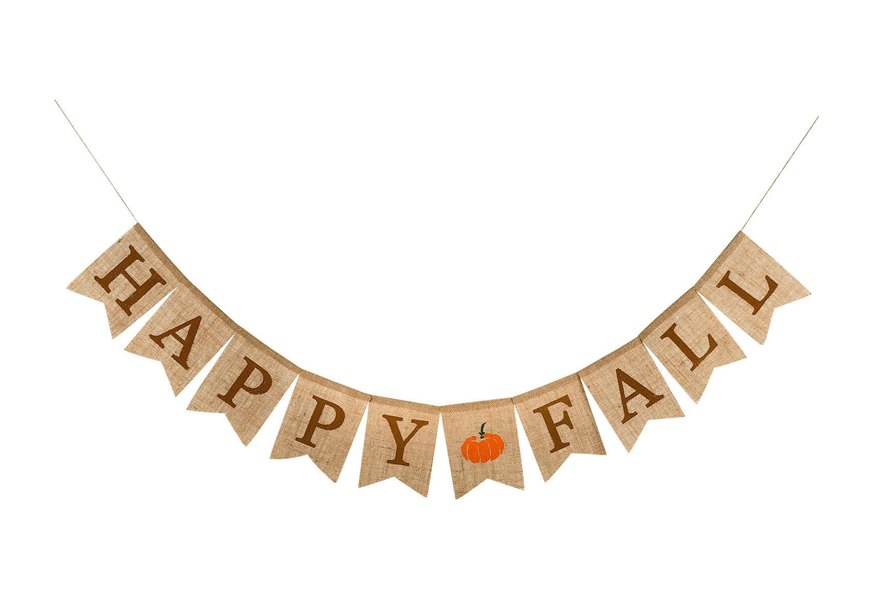 whaline happy fall pumpkin burlap banner