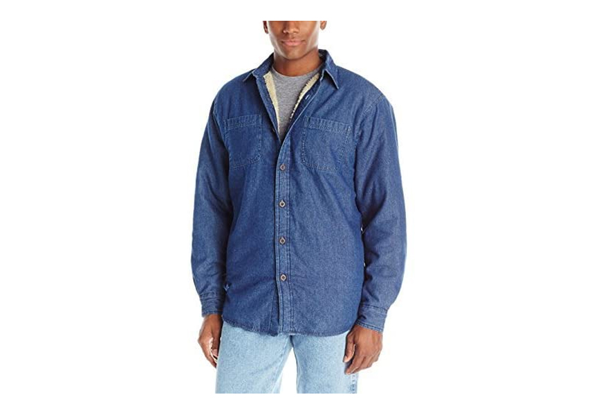 wrangler men's long sleeve sherpa lined denim shirt jacket