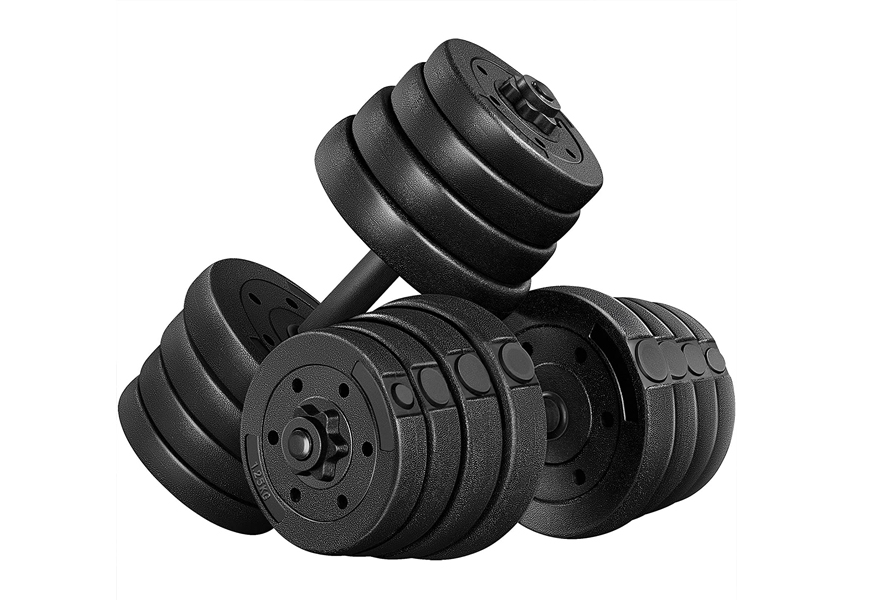 yaheetech adjustable 66lb dumbbell weight set