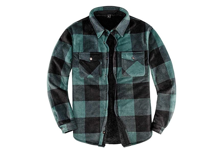 zenthace sherpa lined plaid shirt jacket