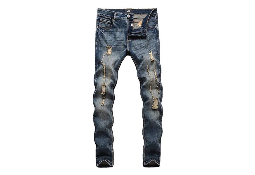 zlz skinny distressed jeans for men