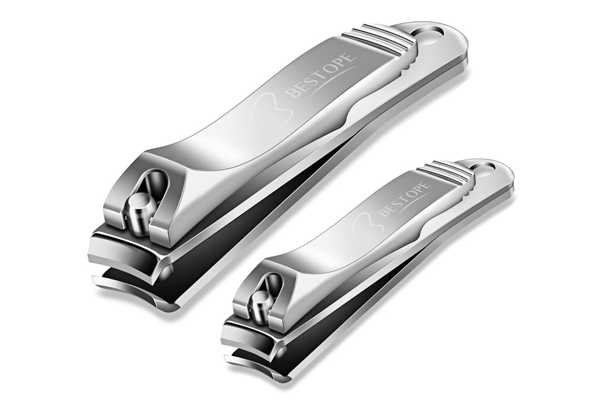 Harperton Nail Clippers Set - 2 Pack Stainless Steel, Professional  Fingernail & Toenail Clippers for Thick Nails (Straight & Curved)