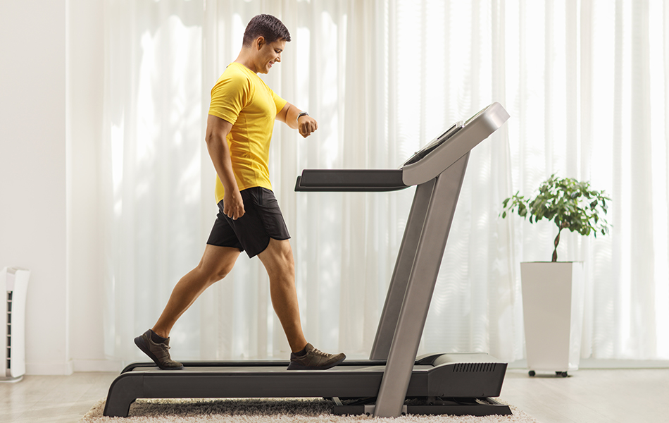 exercising on a treadmill