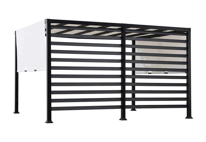 sunjoy steel pergola with white adjustable shade