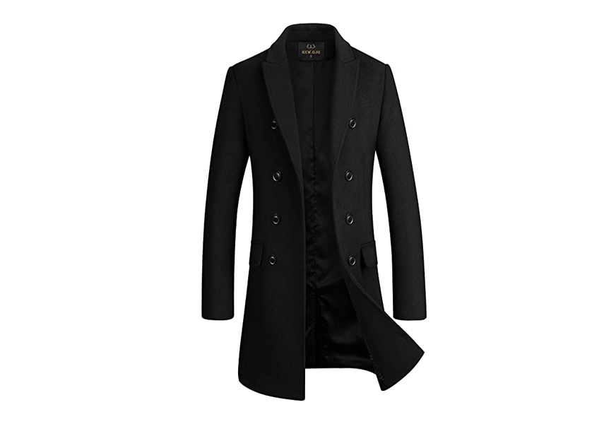 hxw.gjq men's premium wool blend double breasted long pea coat