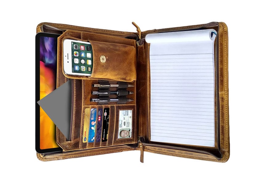 rustic town leather portfolio for men