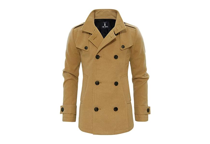 tam ware men's classic wool double breasted pea coat