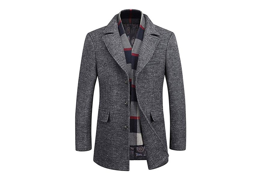 wulful mens wool trench coat winter slim fit pea coat