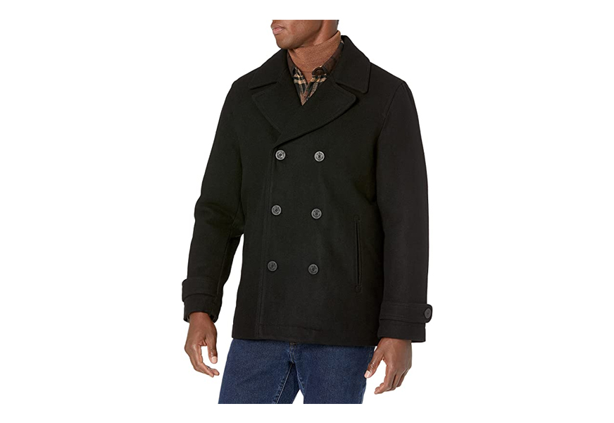 amazon essentials men's double breasted heavyweight wool blend peacoat