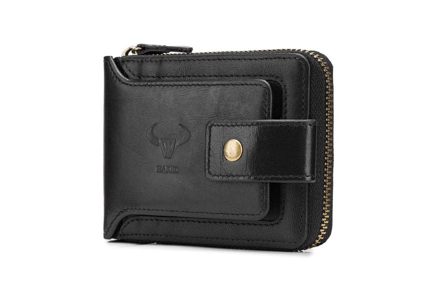 baigio rfid leather zipper wallet for men