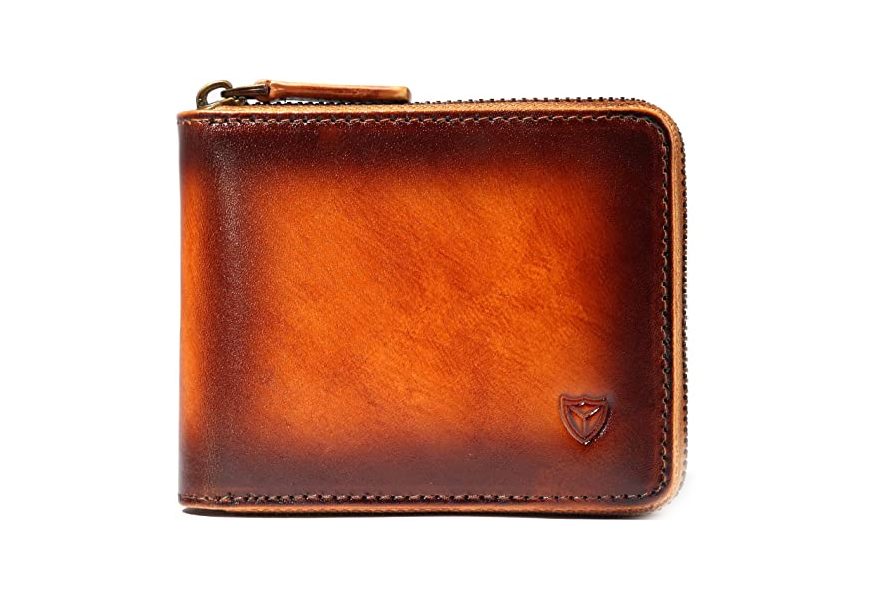 donword rfid leather zipper wallet for men