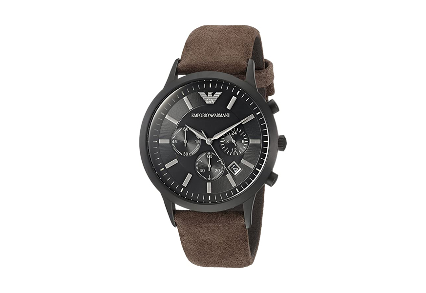 emporio armani men’s leather watch