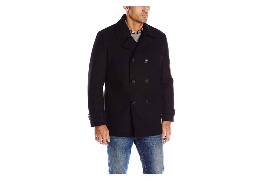 izod double breasted wool men's peacoat