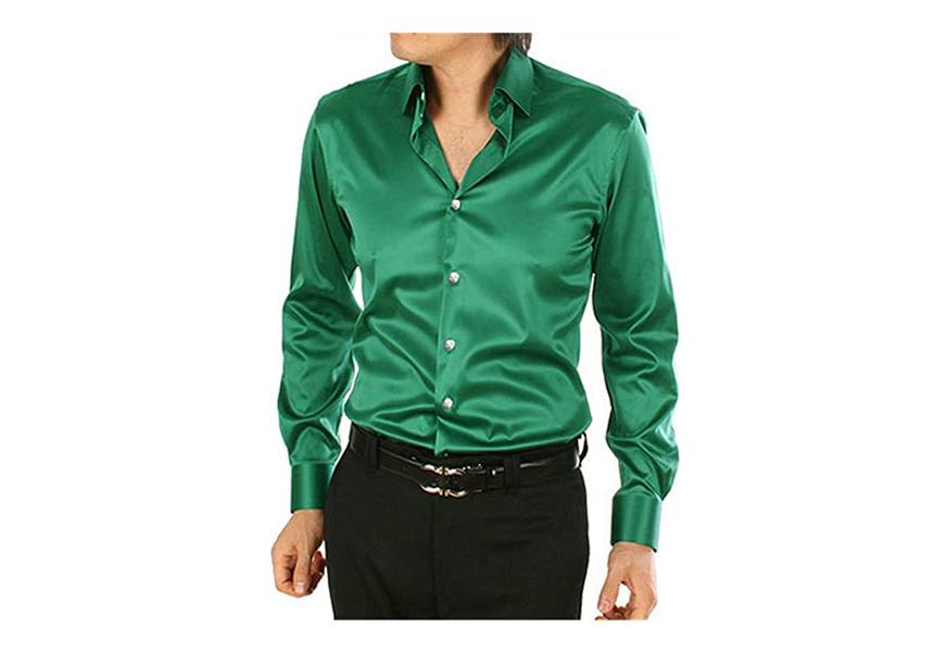 mioubeila men's regular fit satin dress shirt