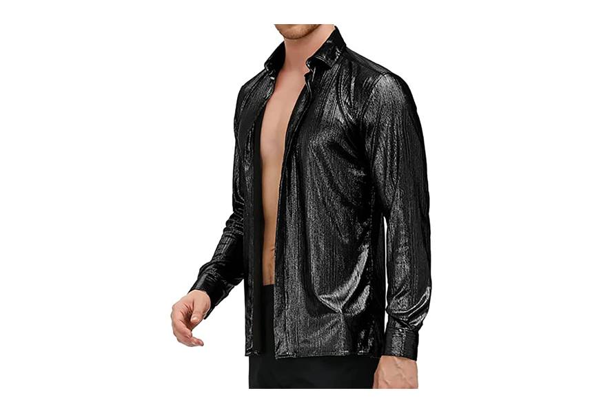 pj paul jones men's solid color silk like shirt
