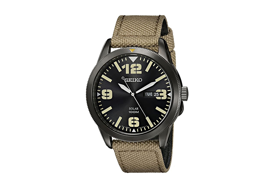 seiko beige nylon men's watch