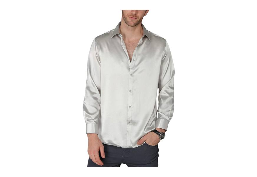 vicalled men's satin luxury dress shirt