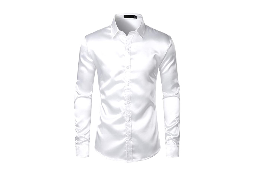 zeroyaa men's luxury shiny silk like satin shirts