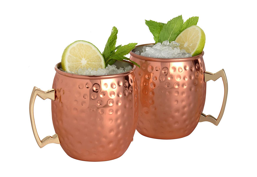 vonshef hammered effect barrel style moscow mule mugs