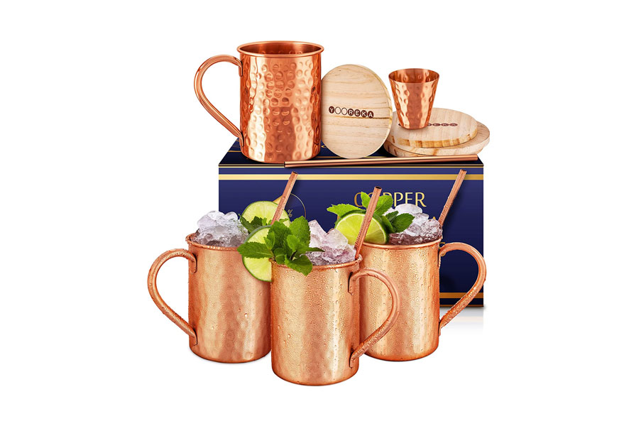 yooreka moscow mule copper mugs set