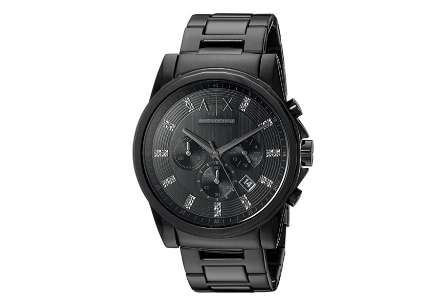 a|x black and glitz stainless steel watch