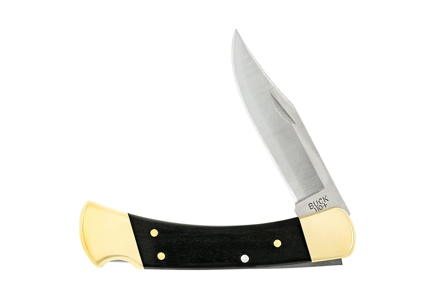 buck knives 110 famous folding hunter pen knife with genuine leather sheath