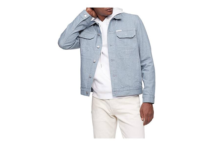 calvin klein men's light wash trucker jacket