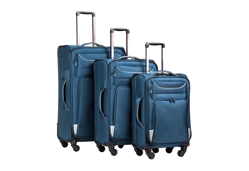 coolife soft shell spinner 3 piece kit luggage set