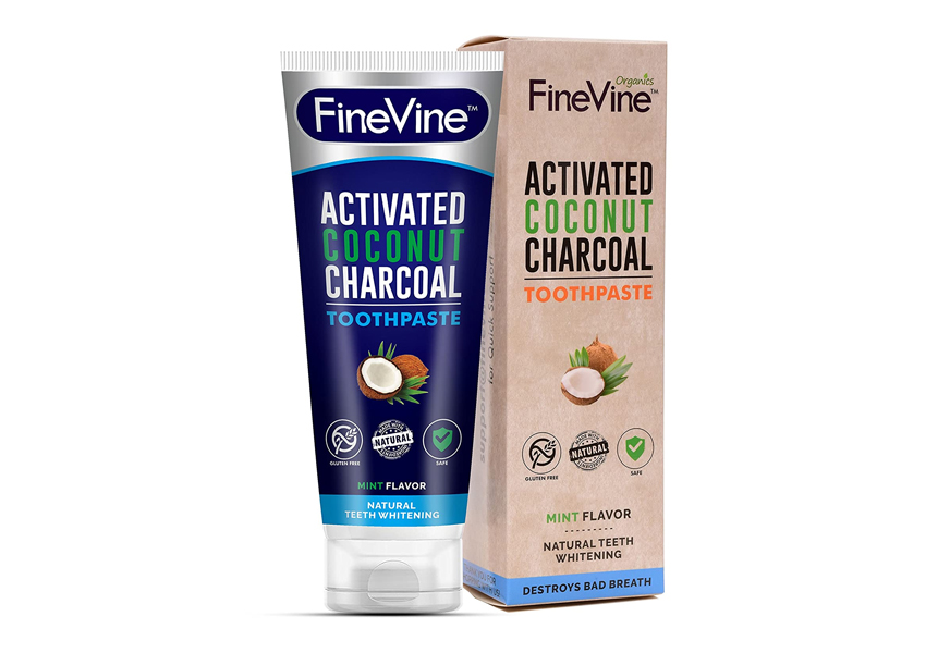 finevine charcoal teeth whitening toothpaste for bad breath
